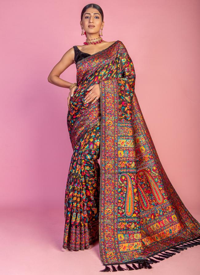 Kashmiri Pashmina Pista Traditional Wear Weaving Saree